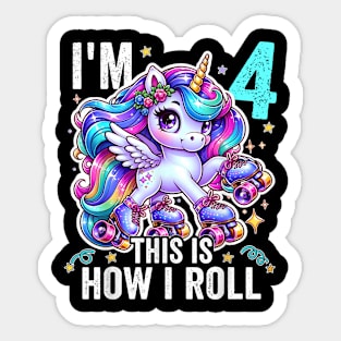 Kids 4 Year Old Shirt 4Th Birthday Girl Unicorn Sticker